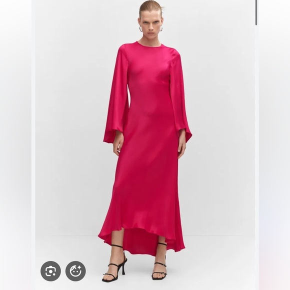 MANGO Pink Raphi Maxi Satin Dress - Picture 2 of 6